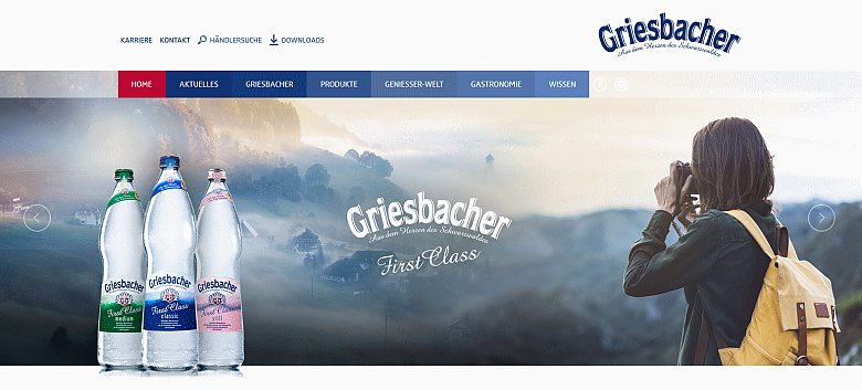 Screenshot Webseite Griesbacher Mineral- und Heilquellen GmbH